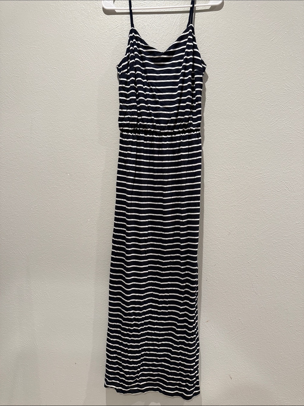 Gap Striped Black and White Spaghetti Strap Maxi Dress. PTP 18”. Length 57-58”